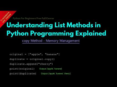 Understanding List Methods in Python Programming Explained || Lesson 104 || Python ||