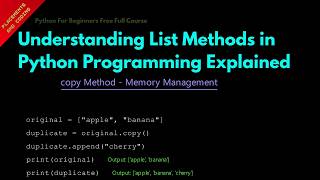 Understanding List Methods in Python Programming Explained || Lesson 104 || Python ||