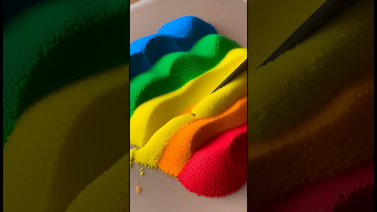 🔪🌈 Faca Cortando Areia Cinética Colorful ASMR:  | 😍🔥 
