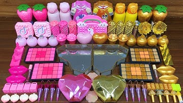 PINK vs GOLD!!! Mixing random into GLOSSY slime!!!Satisfying Video #215