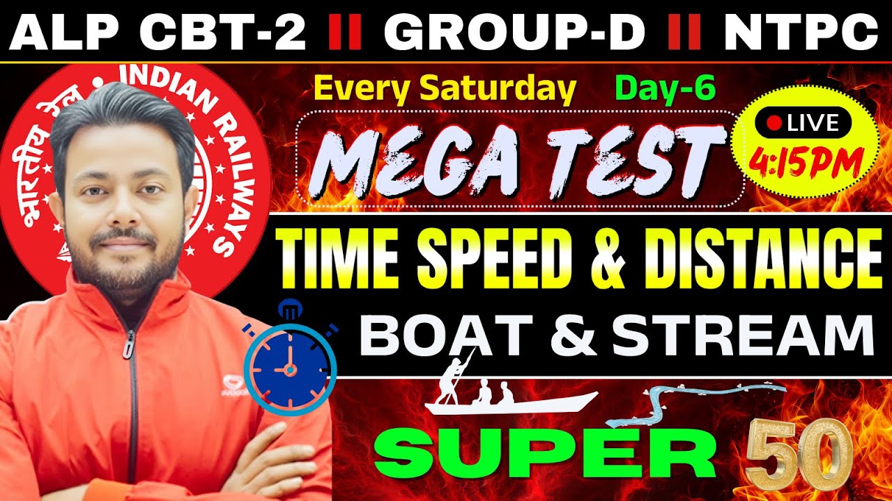 TIME SPEED & DISTANCE, BOAT & STREAM || ALP CBT-2/GROUP-D/NTPC ...