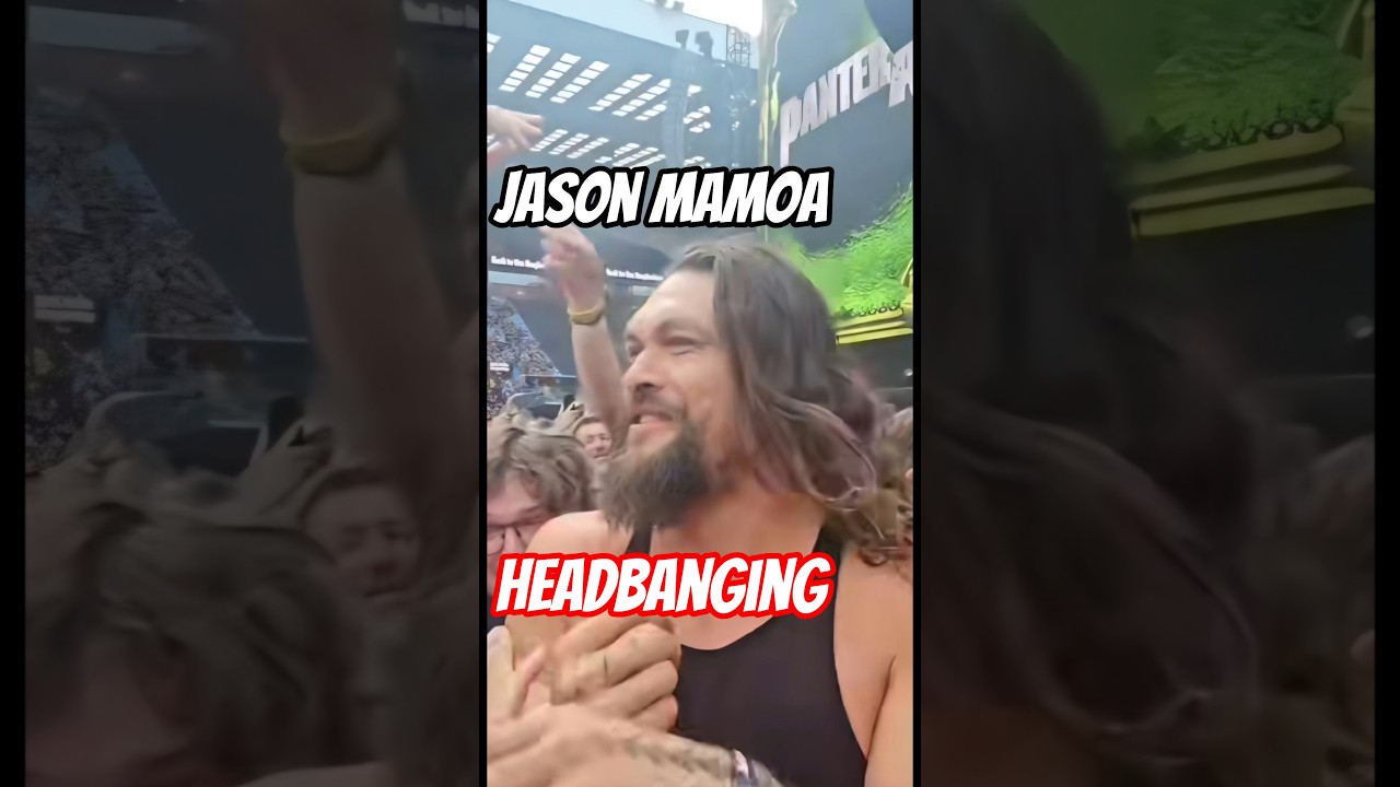 Jason Momoa headbanging at Back To the Beginning 