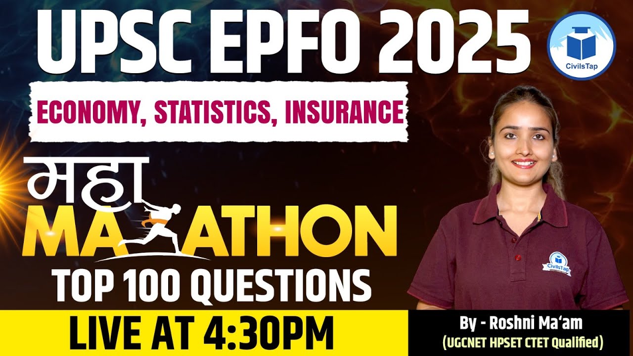 UPSC EPFO 2025 | Economy, Statistics, Insurance | Maha Marathon | Top 100 Questions | CivilsTap