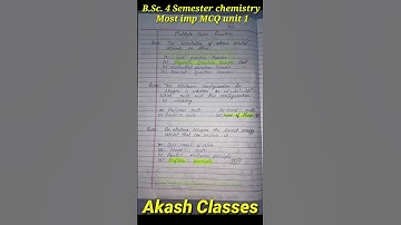 Bsc 4 Semester Chemistry unit 1 Atomic Structure Most important mcq Question. . Akash Classes