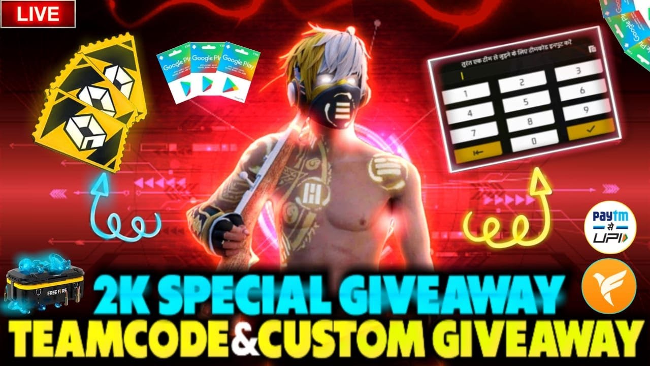 Free Fire Live Custom Room Giveaway | FF Live Teamcode Giveaway | Free ...