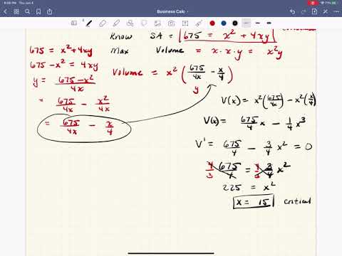 Optimization - Maximizing Volume