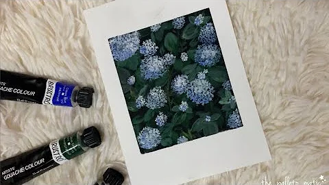 How to paint Hydrangea | Gouache | Time lapse Tutorial