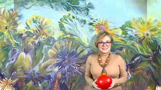 #152 How to Paint with a Balloon! (Flower Smashes) /Acrylic Pouring Technique & Enhancement/ I sing!