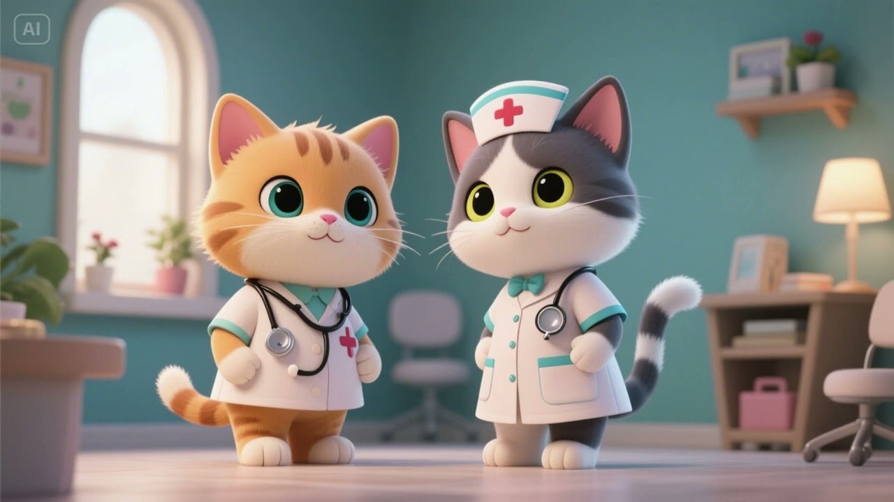 Kitten Doctor and Nurse Kitty Team | Nursery Rhymes & Kids Songs