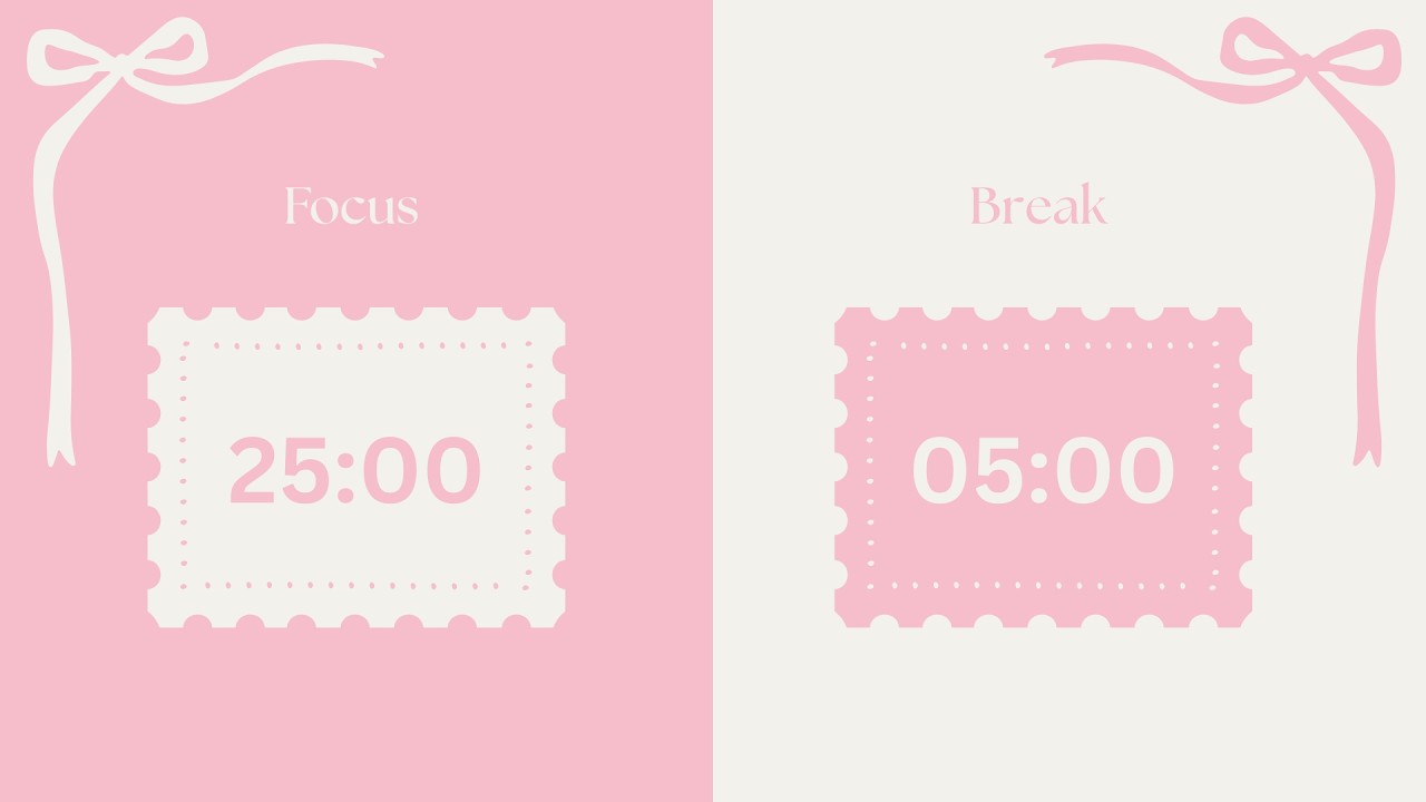 Pink Aesthetic Pomodoro 🎀 2x25 Min Study With Me | Cute 25/5 Timer | Soft Girl Productivity