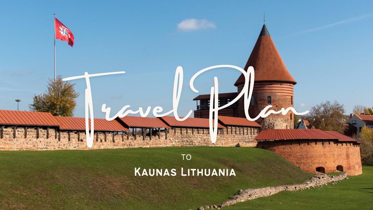 Lithuania Kaunas old town  drone 4k