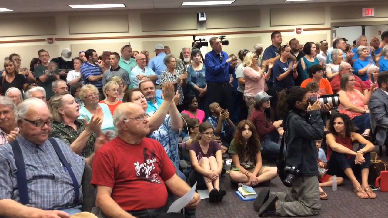 Horry County Schools transgender bathroom meeting explodes in conflict - YouTube