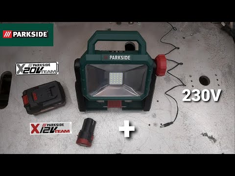 Гибридный светодиодный рабочий светильник Parkside PLSA 20Li-A1 для аккумуляторов X12V/ X20V / 230V.