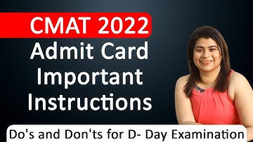 CMAT 2022 Admit Card Important Instructions | Do