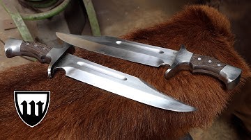 Forging two bowie knives, part 2, making the handle.