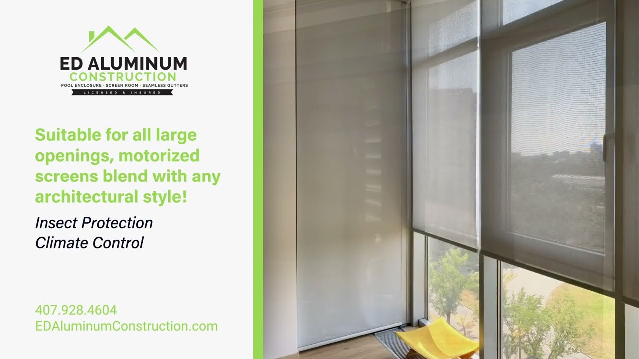 Retractable Motorized Screen by ED Aluminum Construction