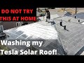 Tesla Solar Roof Pressure Wash/Cleaning. DANGEROUS! DONT TRY THIS AT HOME