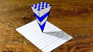 Draw This 3D Cone | How To Draw 3D  Drawing Easy | 3D Art On Paper Tutorial