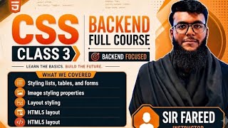 CSS Class 3: Styling Lists, Tables, Forms, Images, & Layout | Full Course