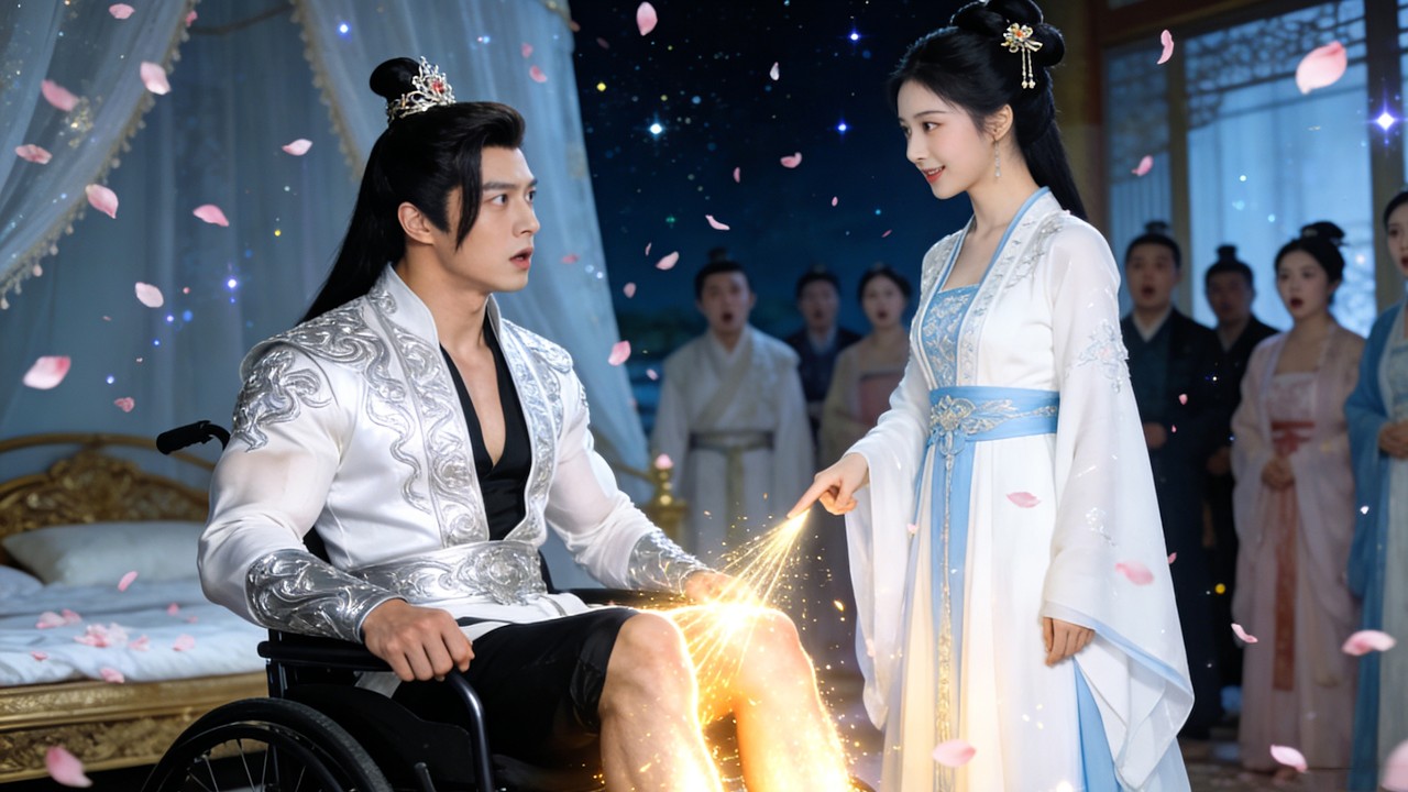 Transmigrates ancient,marries disabled prince;she is hidden healer heals his legs,pampered by family