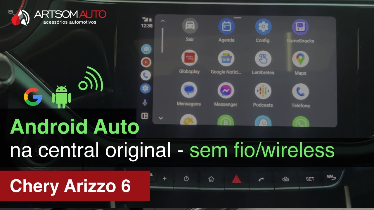 Android Auto na central original do Cherry Arizzo 6 Pro - sem fio / wireless