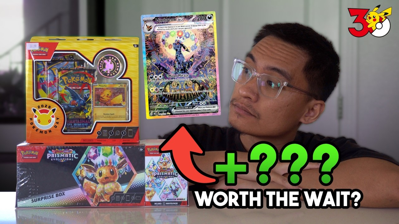 waited 2 HOURS in line for POKEMON DAY...//Prismatic Evolutions Bundle + 2026 Pokemon Day Collection
