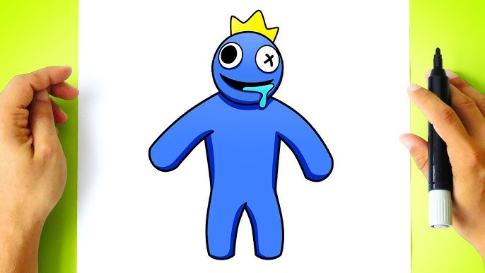 HOW TO DRAW BLUE from ROBLOX RAINBOW FRIENDS  como dibujar a azul de  roblox rainbow friends 