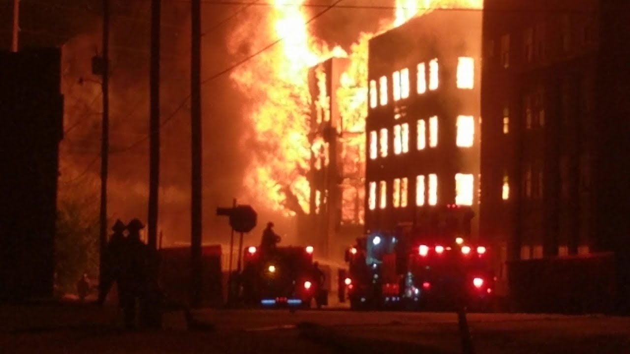 apartment building on fire