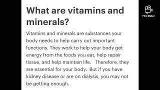 Vitamins And Minerals In Kidney Disease