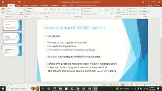 Presentation For Over Population of Wildlife Animals in Botswana