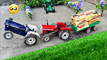Eicher mini tractor stuck in mud with parleg pulling out JCB mini science project|diy tractor #23