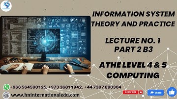 Information System Theory and Practice Lecture No. 01 Part 2 B3 ATHE Level 4 & 5 Computing
