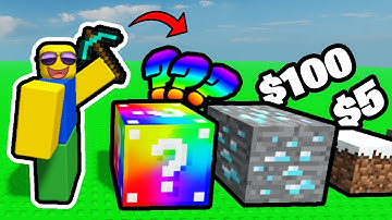 i made MILLIONS mining BLOCKS in Roblox mine a block...
