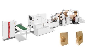Square Bottom Paper Bag Making Machine With Plastic Window