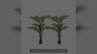 SucceBuy Artificial Palm Tree 4/5/6 FT Faux Plant Secure PE Material & Anti-Tip Tilt Protection Low-