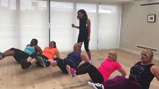 Video  Myleene Klass shows a group of ladies how to do a crunch