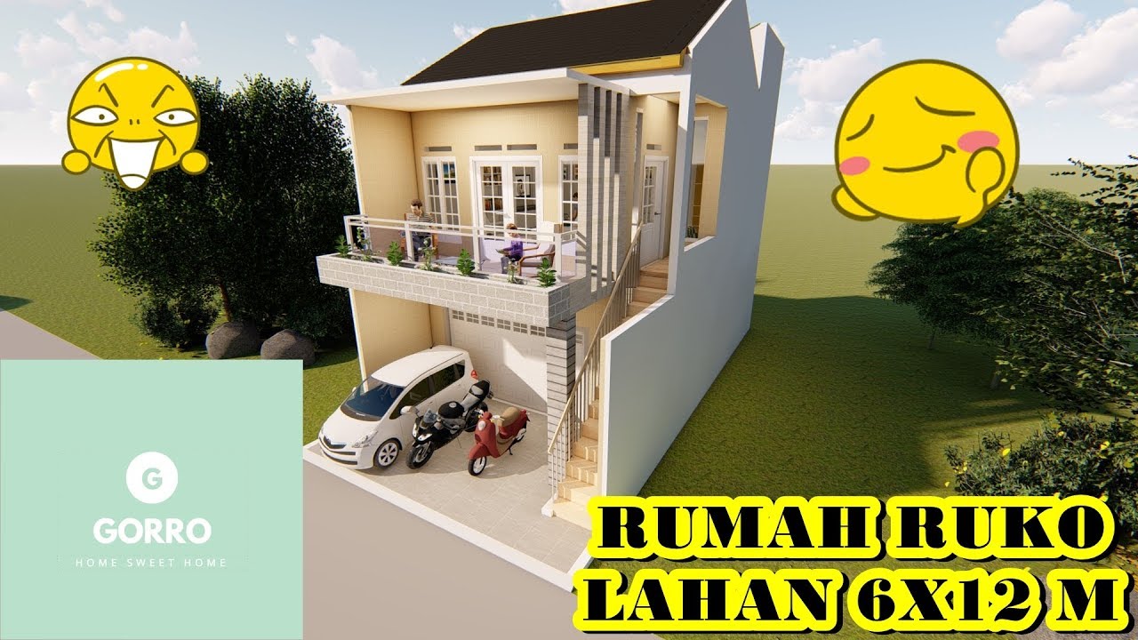 Desain Rumah Ruko Dengan Luas Lahan 6x12 M Youtube