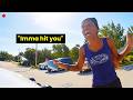 Minutes Before Woman Lights Police Car on Fire...