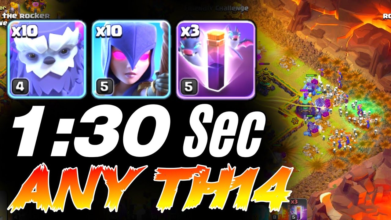 "Unstoppable TH14 Yeti Witch + 6 Bat Spell Attack | Clash of Clans 2025"