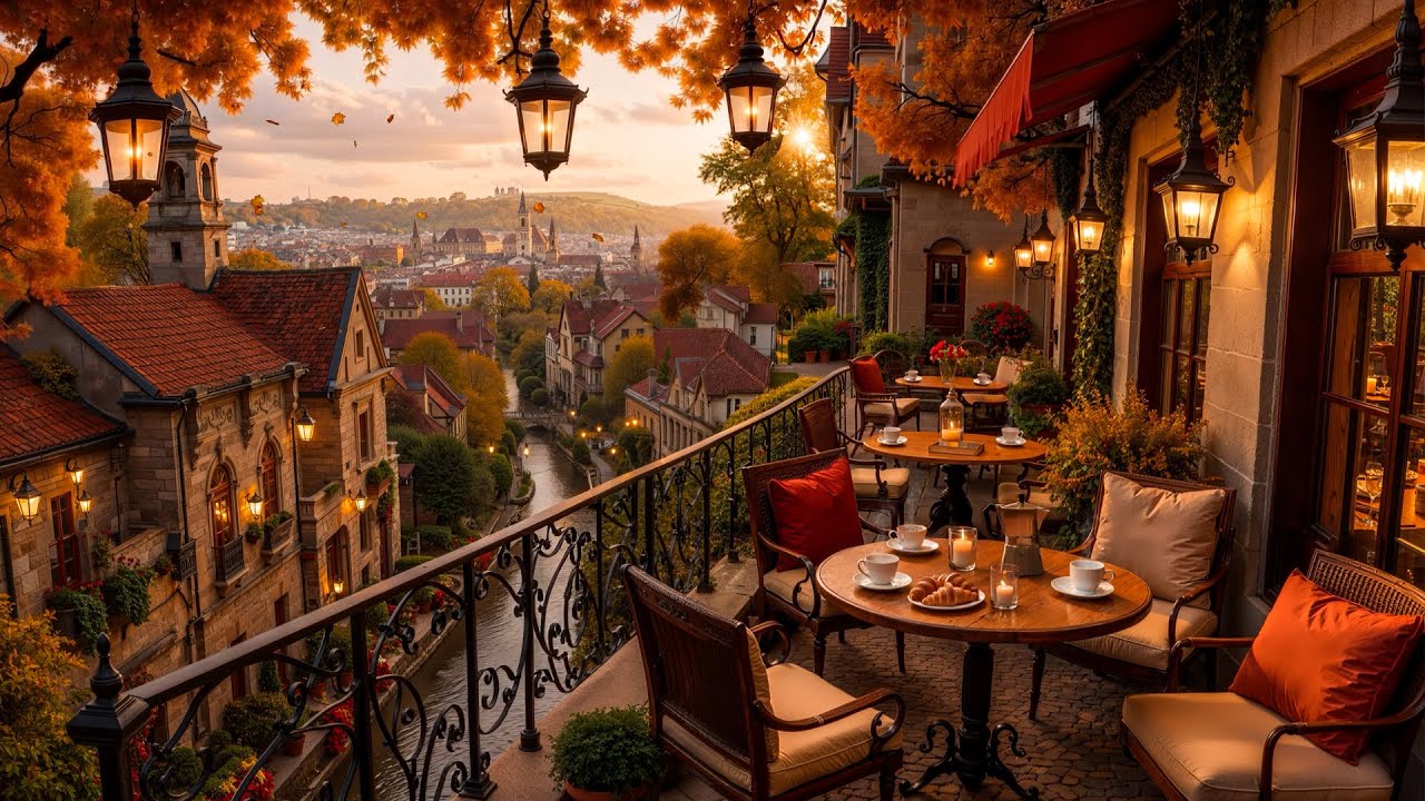 Calm Fall Morning at Cozy Coffee Shop Ambience 🍂 Smooth Jazz Background Music for Relax, Great Mood