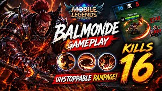 Balmond INSANE 16 Kills Gameplay 🔥 Unstoppable Rampage | Mobile Legends Bang#MobileLegends #MLBB 