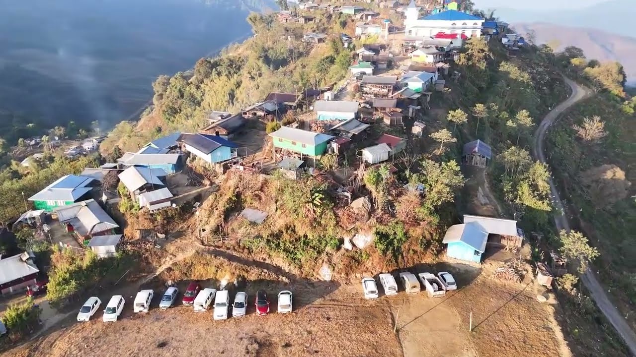 Aerial view of Ngozübomi Village, Aghunato, Zunheboto District, 