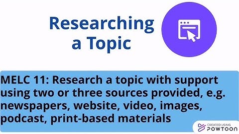 Researching a Topic- MELC 11 ( English 7)