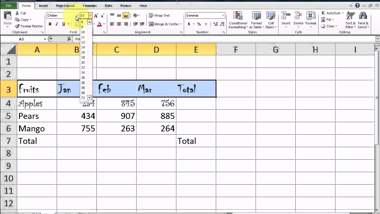 Excel Lesson 14 Formatting   Font Group