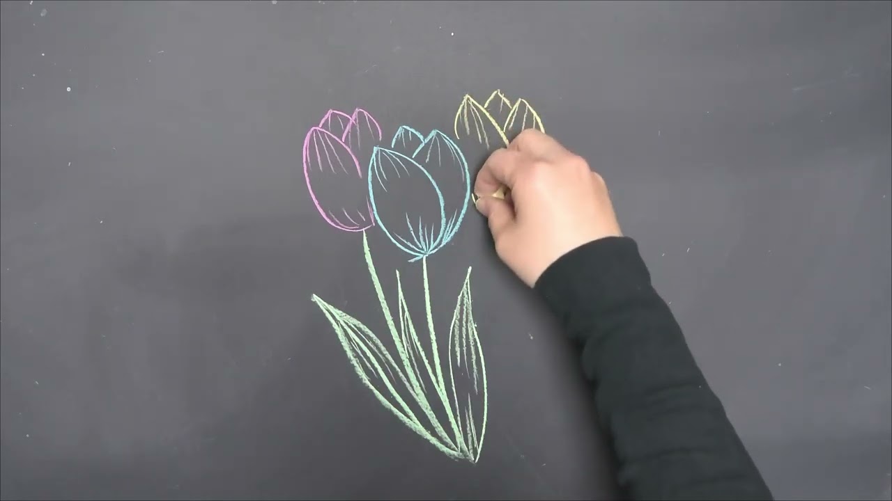 黒板アート、入学式！進級、新学期に描きたい！】チューリップの描き方