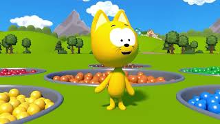 Meow Kitty lompat ke clouds! बादल से गिरे फल 🍓🍌 Cartoons anak-anak • बच्चों के लिए