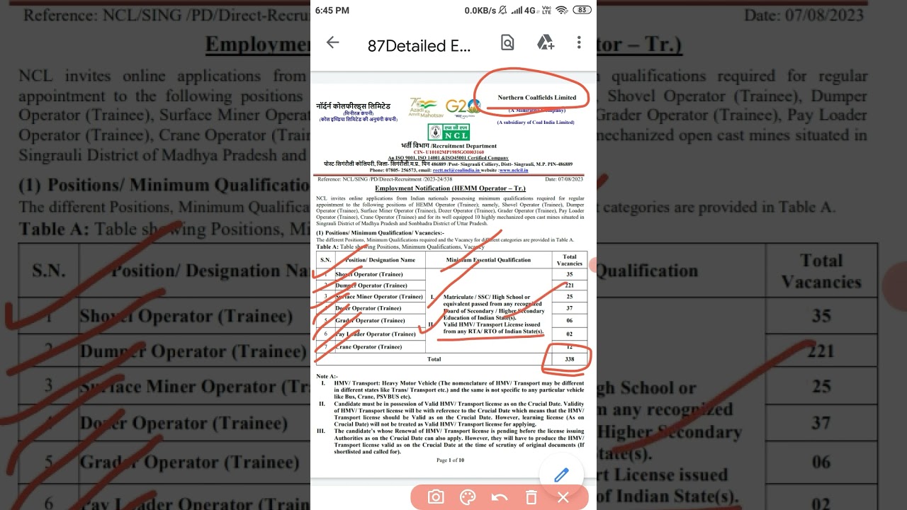 Northern Coal Fields Ltd  Recruitment 2023 – Apply Online for 338 Posts