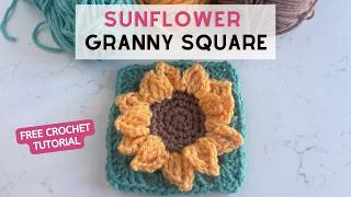 How to Crochet a Sunflower Granny Square | Free Crochet Pattern & Tutorial