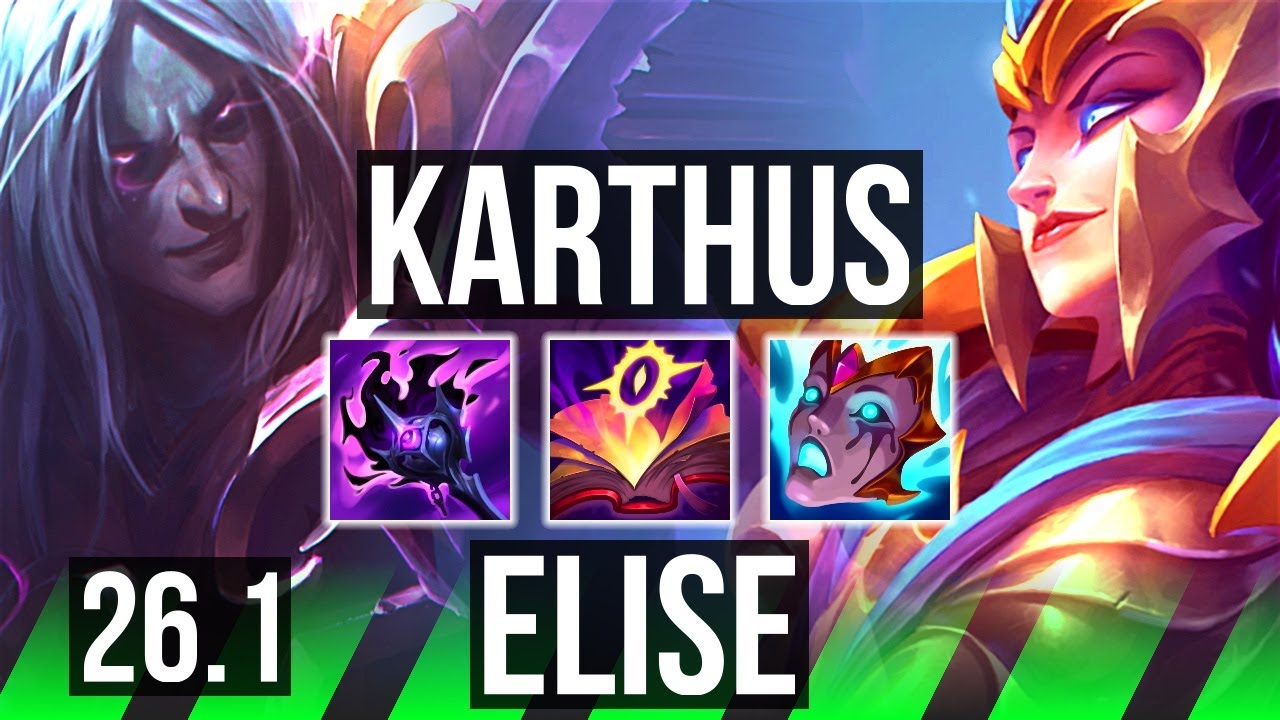 Watch Karthus beat Elise in Challenger elo! 
Highlights: Good KDA: 17/2/3. 
Learn what runes to use, what items to build, understand how to clear, invade, gank, teamfight, and outplay your opponents as #Karthus. 
/// #LeagueOfLegends high elo replay 
 
Thank you for watching! 
Did you learn something new? Share it in the comments! 
If you liked this video, please leave a thumbs up, if you disliked it, be sure to give me feedback in the comments. I appreciate your support! 
 
~~~| DOMISUMREPLAY |~~~ 
High elo replays for every role and champion. Improve your gameplay. Many uploads per day. 
 
~~~| WATCH MORE |~~~ 
Main channel: https://www.youtube.com/channel/UChkYqBSmrYsPjOTK2N4pdWg?sub_confirmation=1 
Karthus channel: https://www.youtube.com/channel/UCST_wj94JPcxadT55SzicFQ?sub_confirmation=1 
 
More replays of: 
- Karthus vs Elise: https://www.youtube.com/playlist?list=PLs-3nCqKptKbpfCT9LfeqM1JUgmBMyG-j 
- Karthus JUNGLE: https://www.youtube.com/playlist?list=PLs-3nCqKptKYAIgHWfx7ArlhEEHGTDphx 
- Karthus: https://www.youtube.com/playlist?list=PL-TM5XNBRKzQfQan54XJ0whco2OaAE35M 
 
~~~| MATCH INFO |~~~ 
GAME TYPE: Ranked Solo/Duo 5v5 
REGION: EUW 
AVERAGE RANK: Challenger 
SEASON: Season 2026 
PATCH: 26.1 
 
~~~| SPECTATED PLAYER |~~~ 
CHAMPION: Karthus 
SKIN: Karthus Lightsbane 
RANK: Challenger 
RIOT ID: Red block # 999 
OP.GG: https://op.gg/summoners/euw/Red+block-999 
RUNES: DOMINATION - Dark Harvest, Cheap Shot, Grisly Mementos, Ultimate Hunter; SORCERY - Axiom Arcanist, Gathering Storm (Adaptive Force + Adaptive Force + Health Scaling) 
 
~~~| OPPONENT |~~~ 
CHAMPION: Elise 
SKIN: Withered Rose Elise 
RANK: Master 
RUNES: DOMINATION - Dark Harvest, Sudden Impact, Sixth Sense, Relentless Hunter; PRECISION - Legend: Alacrity, Cut Down (Attack Speed + Adaptive Force + Health) 
 
I am not one of the summoners playing in the matches uploaded to this channel, so I am unfortunately unable to answer questions about decisions made by the summoners in the game. 
 
played at 2026-01-09 02|52|40 (CET); rec on wd-nashorn at 2026-01-10 06|24|56 (CET); mtdt at 2026-01-10 07|00|43 (CET); EUW-7676598206-JUNGLE-BLUE