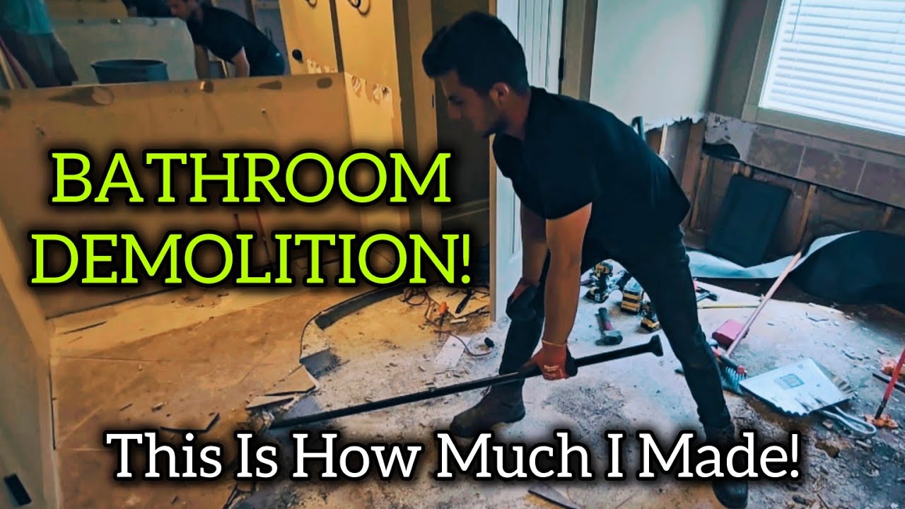Bathroom Demolition and Haul Away! | This Jacuzzi Tub Was Standing On Roofing Shingles..